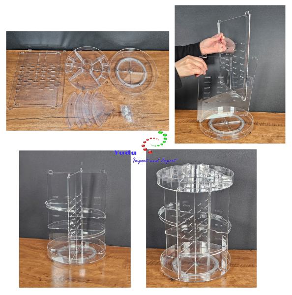 Acryl MakeUp Kosmetik Aufbewahrung Organizer Ständer 360° drehbarer platzsparend Glatte Oberfläche